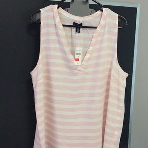 Gap.  Sleeveless Top. White & pink stripe. XL